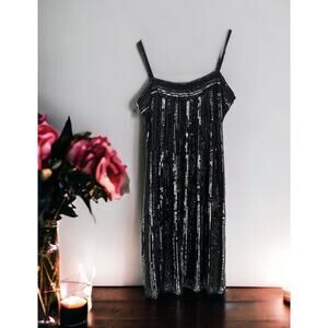 Stenay Vintage Black Beaded Sequined Dress Elegant Evening Formal Womens Sz 10